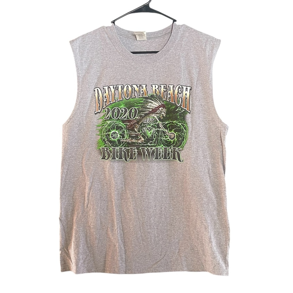 Daytona Beach 2020 Bike Week graphic tank top sleeveless gray men's size Large